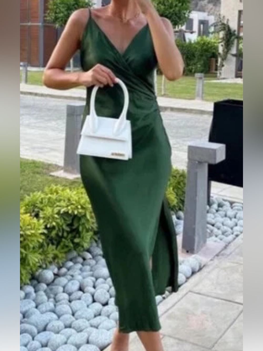 Zara Emerald Green Satin Maxi Slip Dress - Picture 7 of 8